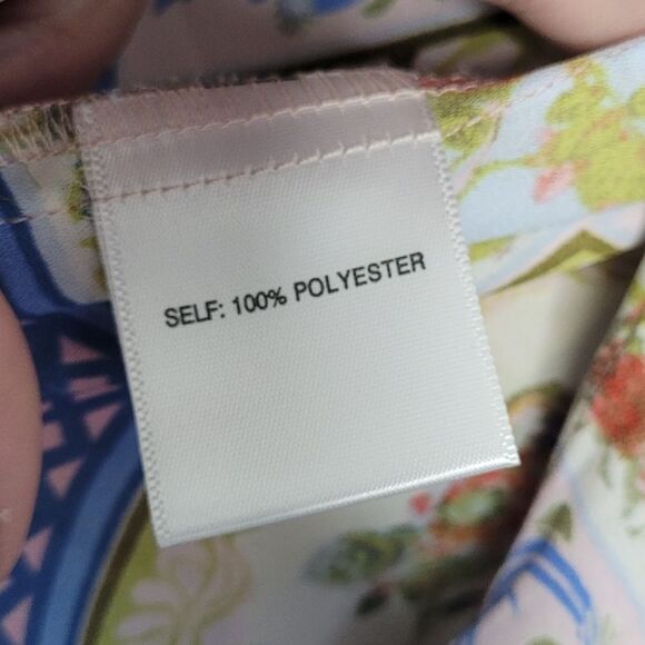 Rose + Olive flower square print vintage vibe button front long sleeve Size L - Picture 6 of 8